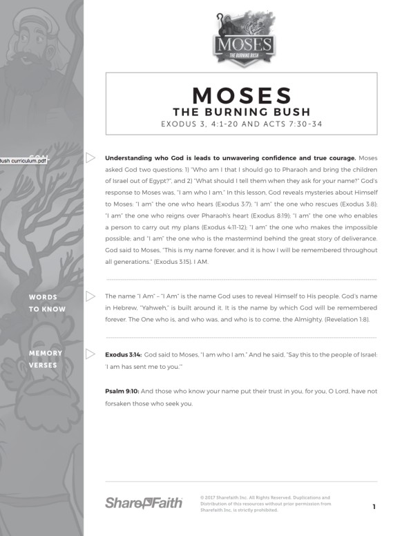 Exodus 3 Moses and the Burning Bush Curriculum Thumbnail Showcase