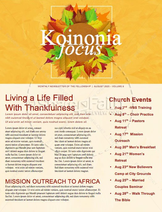 Church Fall Kickoff Newsletter Template Thumbnail Showcase
