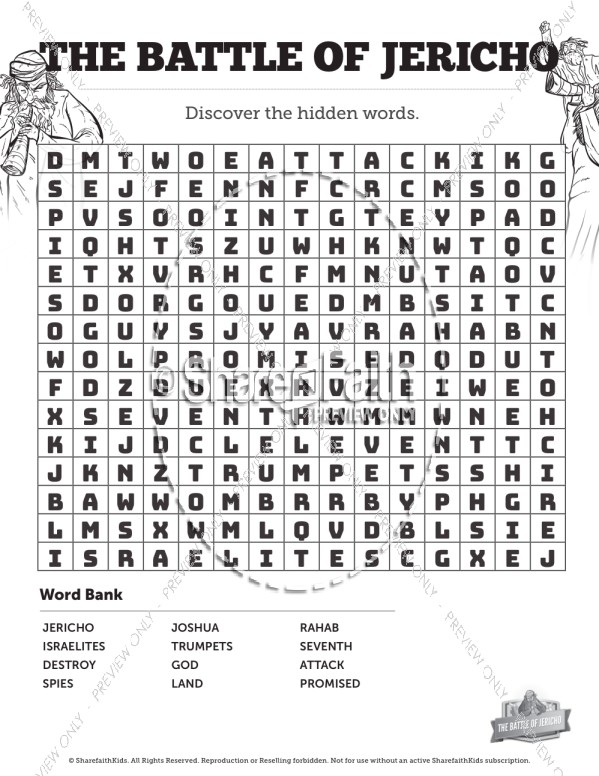 The Battle of Jericho Bible Word Search Puzzles