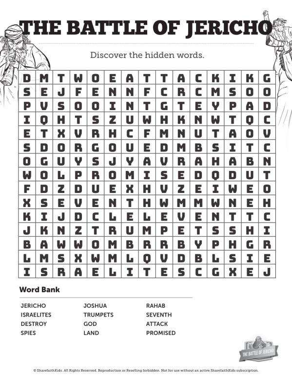 The Battle of Jericho Bible Word Search Puzzles Thumbnail Showcase
