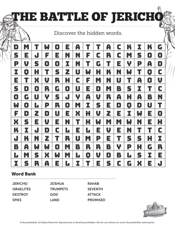 The Battle Of Jericho Bible Word Search Puzzles Sharefaith Kids