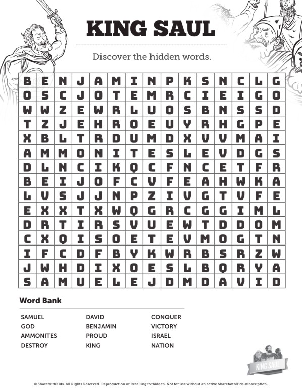 King Saul Bible Word Search Puzzles Thumbnail Showcase