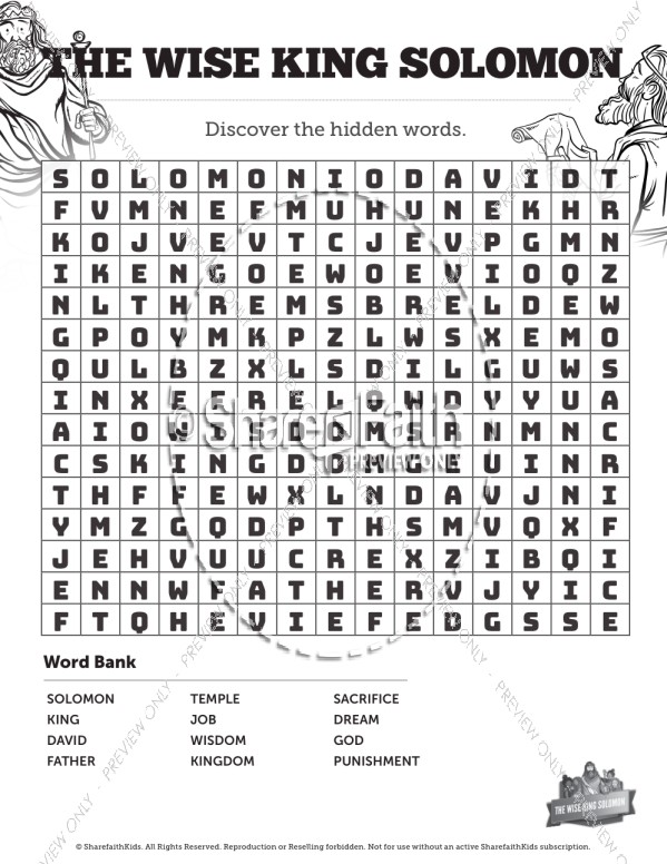 The Wisdom Of Solomon Bible Word Search Puzzles