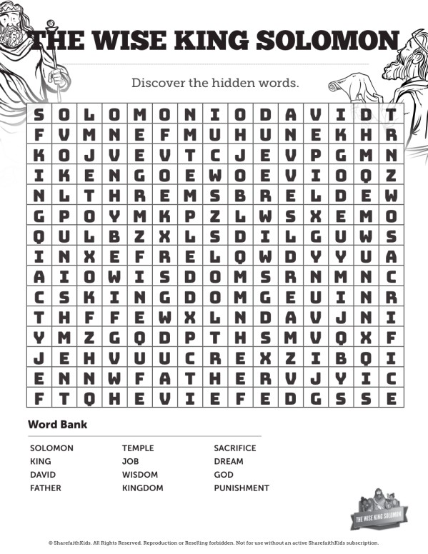 The Wisdom Of Solomon Bible Word Search Puzzles Thumbnail Showcase