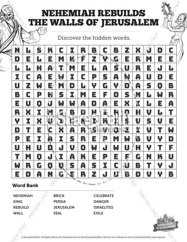 Book of Nehemiah Bible Word Search Puzzles