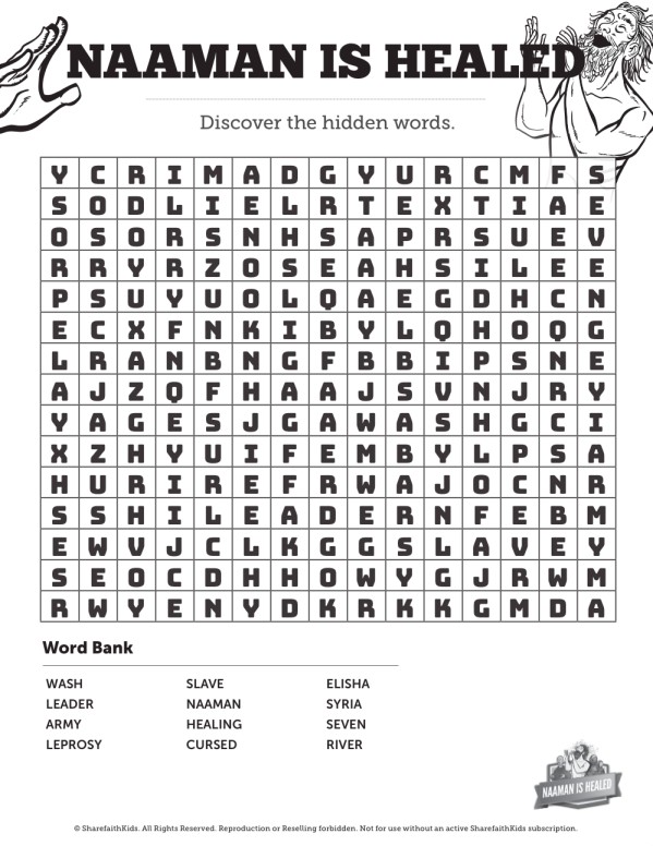 Naaman The Leper 2 Kings 5 Bible Word Search Puzzles Thumbnail Showcase