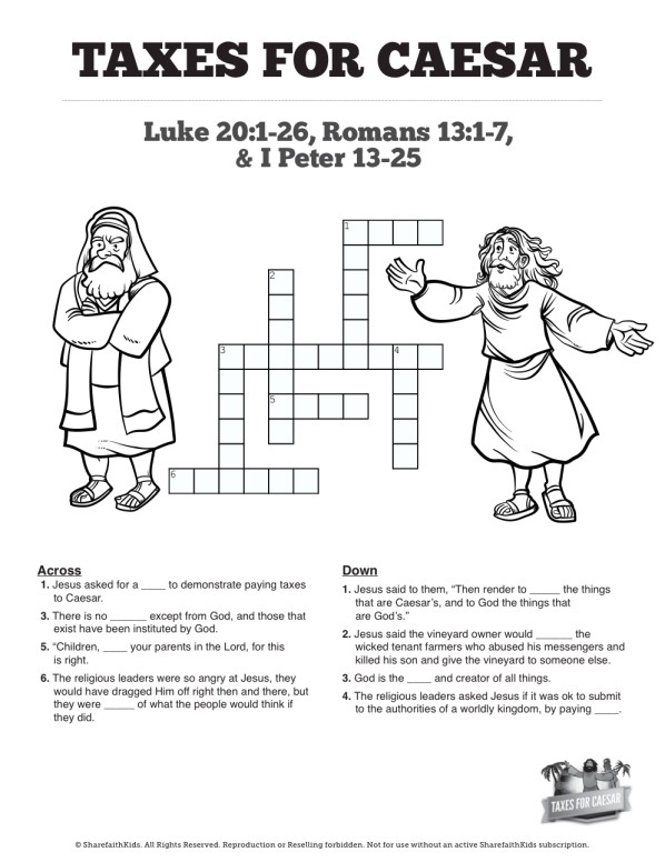 Luke 20 Taxes For Caesar Sunday School Crossword Puzzles Thumbnail Showcase