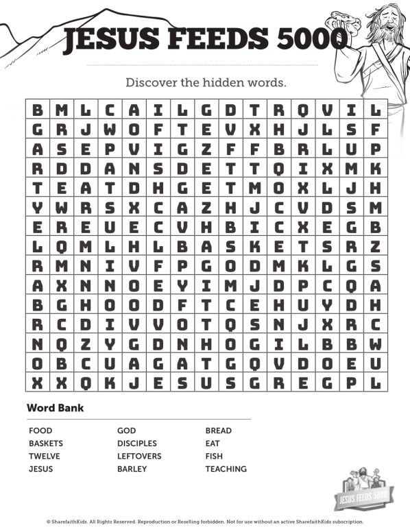 Jesus Feeds 5000 Bible Word Search Puzzles Thumbnail Showcase