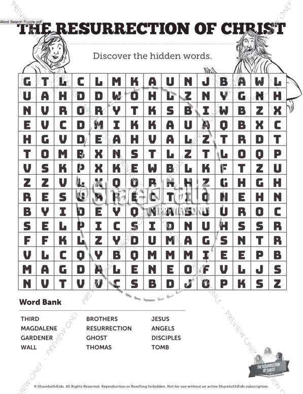 Jesus' Resurrection Bible Word Search Puzzles