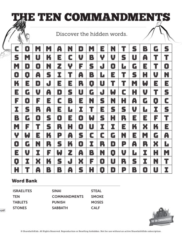 The Ten Commandments Bible Word Search Puzzles Thumbnail Showcase