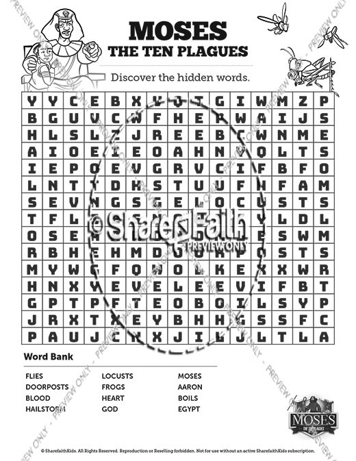 The Ten Plagues Bible Word Search Puzzles Thumbnail Showcase