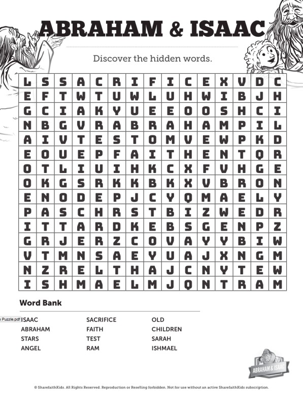 The Story of Abraham and Isaac Bible Word Search Puzzles Thumbnail Showcase