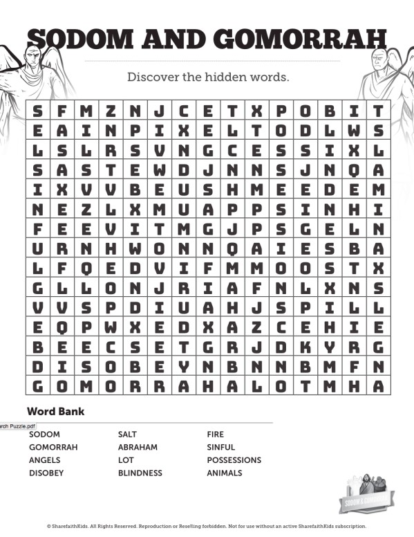 The Story of Sodom and Gomorrah Bible Word Search Puzzles Thumbnail Showcase