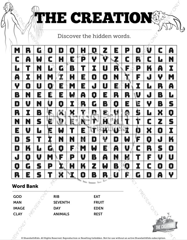 The Creation Story Bible Word Search Puzzles