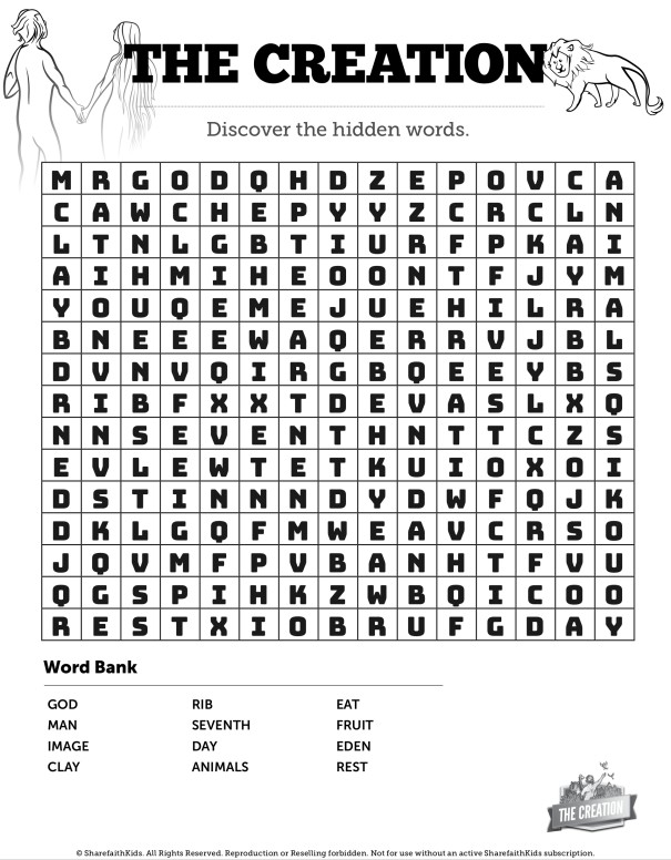 the creation story bible word search puzzles sharefaith kids