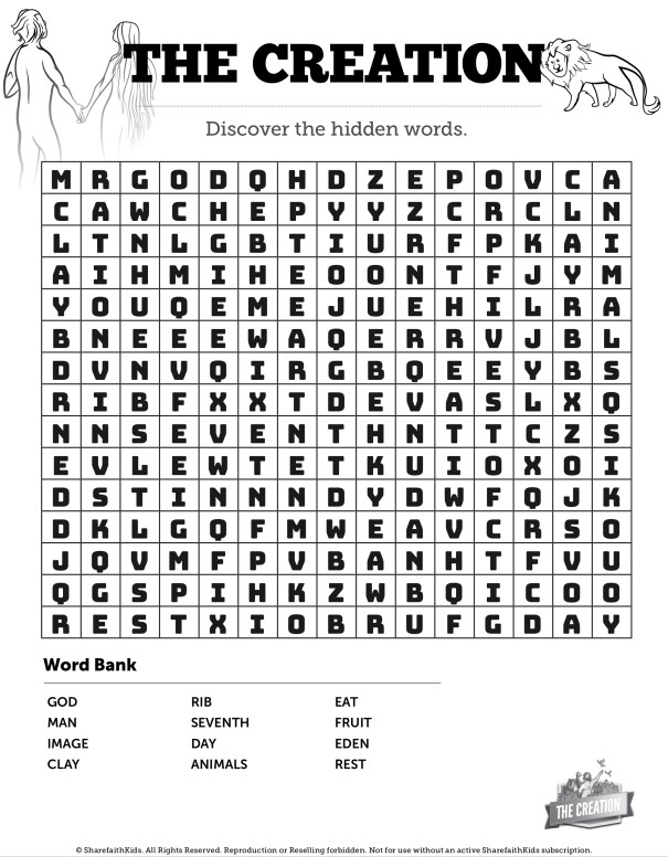 The Creation Story Bible Word Search Puzzles Clover Media