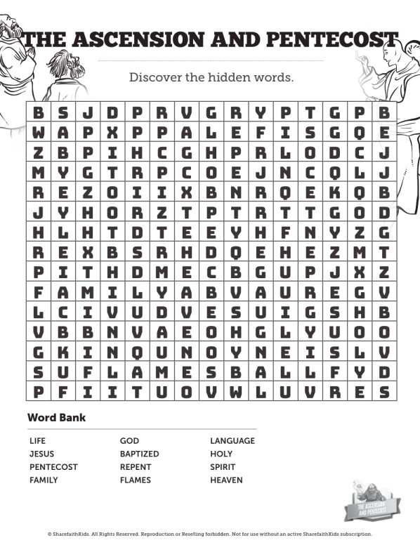 The Ascension and Pentecost Bible Word Search Puzzles | Clover Media