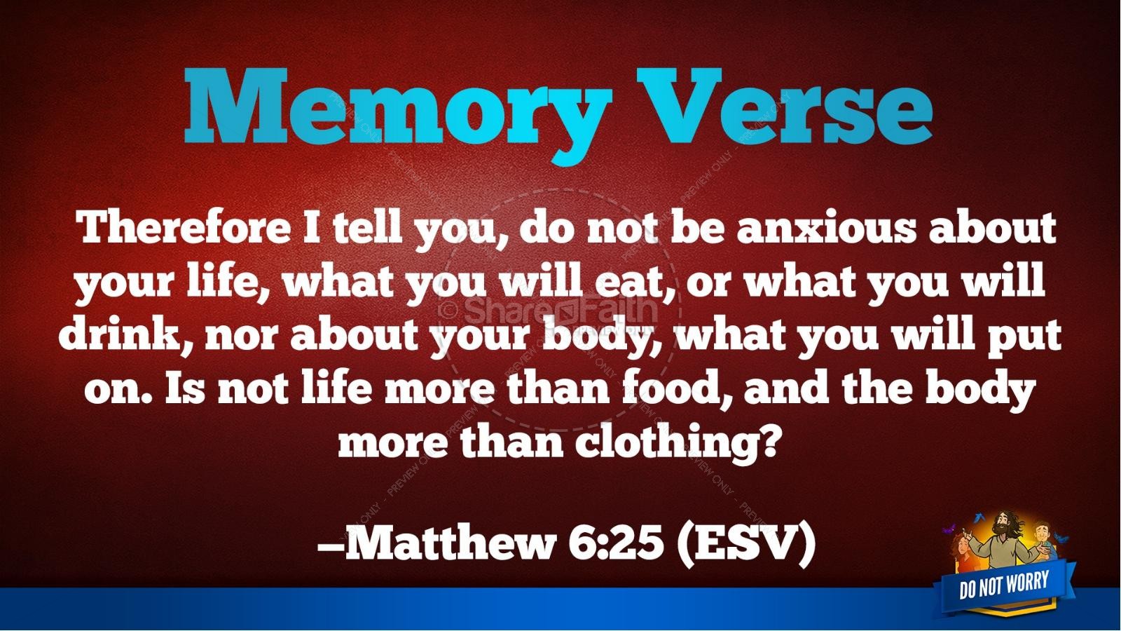 Matthew 6 Do Not Worry Kids Bible Story Thumbnail 39