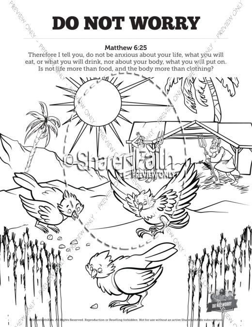 Matthew 6 Do Not Worry Sunday School Coloring Pages