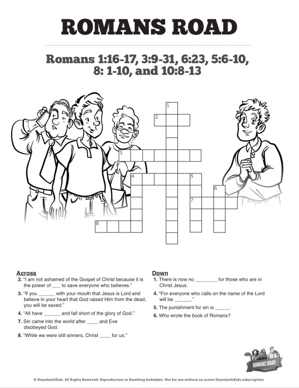 Romans Road Sunday School Crossword Puzzles Thumbnail Showcase
