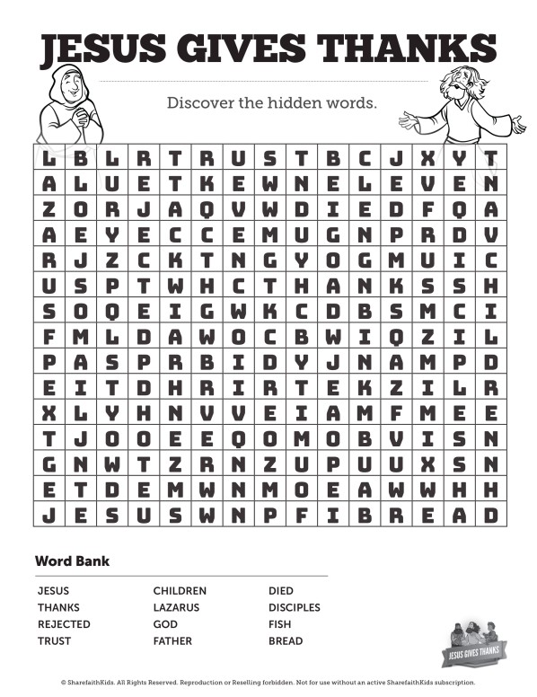 Matthew 11 Jesus Gives Thanks Bible Word Search Puzzles Thumbnail Showcase