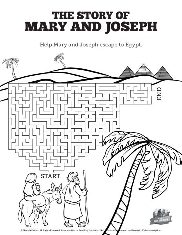 Luke 2 Mary and Joseph Christmas Story Bible Mazes Thumbnail Showcase