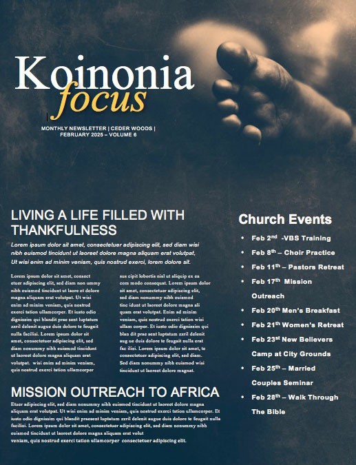 Fearfully & Wonderfully Made Church Newsletter