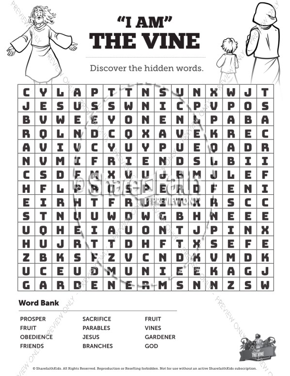 John 15 I Am The Vine Bible Word Search Puzzles