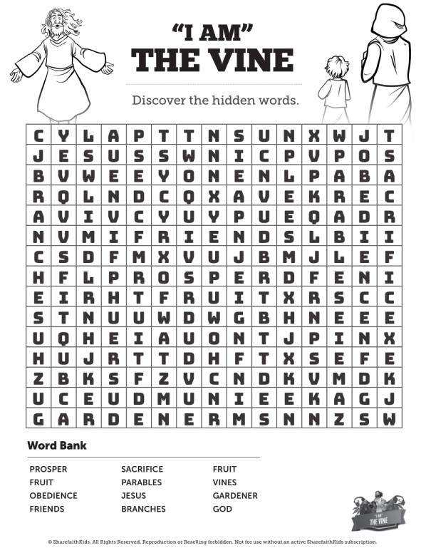 John 15 I Am The Vine Bible Word Search Puzzles Thumbnail Showcase