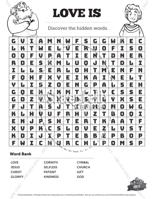 1 Corinthians 13 Love Is Bible Word Search Puzzles