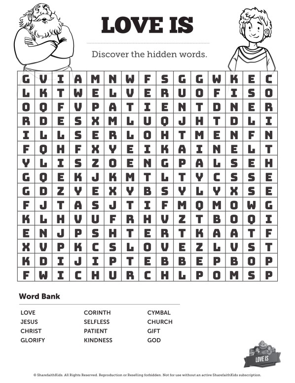 1 Corinthians 13 Love Is Bible Word Search Puzzles Clover Media