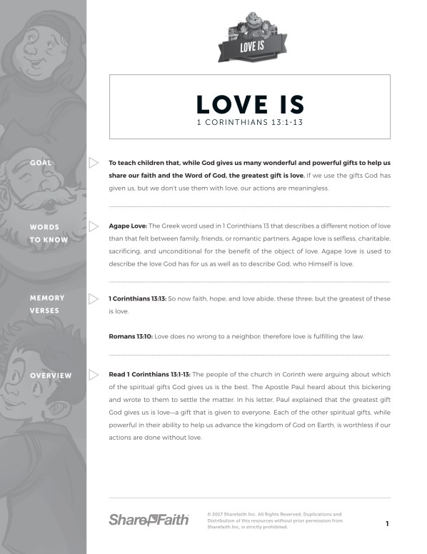 1 Corinthians 13 Love Is Curriculum Thumbnail Showcase