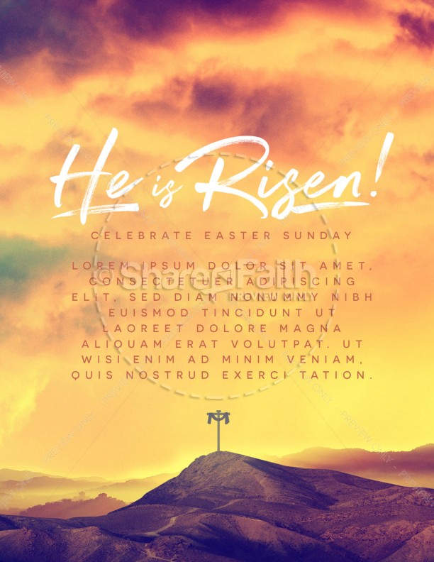 He Is Risen Easter Cross Church Flyer Thumbnail Showcase