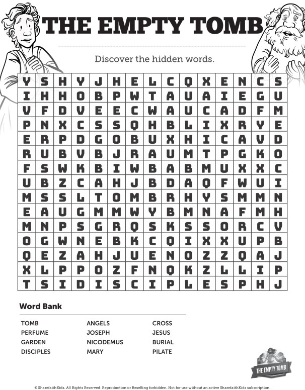 John 20 The Empty Tomb Bible Word Search Puzzles Thumbnail Showcase