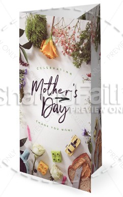 Celebrating Mother's Day Church Trifold Bulletin Template Thumbnail Showcase