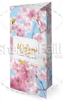 Mother's Day Cherry Blossom Church Trifold Bulletin Template Thumbnail Showcase