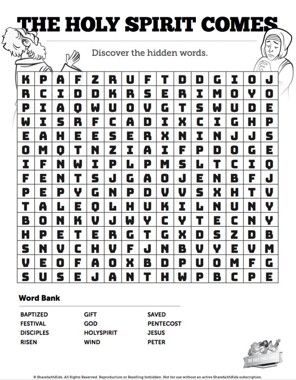 Acts 2 The Holy Spirit Comes Bible Word Search Puzzles Thumbnail Showcase