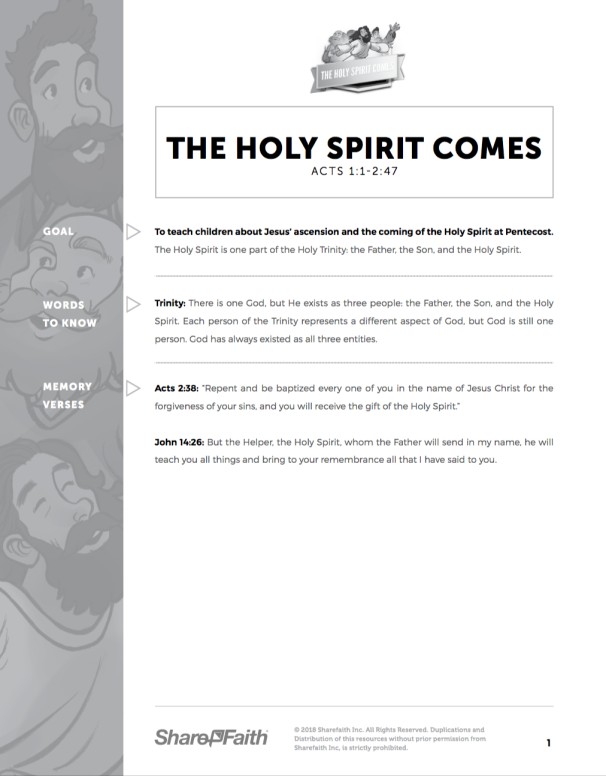 Acts 2 The Holy Spirit Comes Sunday School Coloring Pages Sharefaith Kids