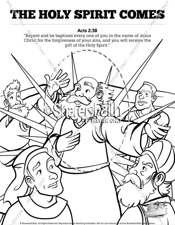 Acts 2 The Holy Spirit Comes Sunday School Coloring Pages
