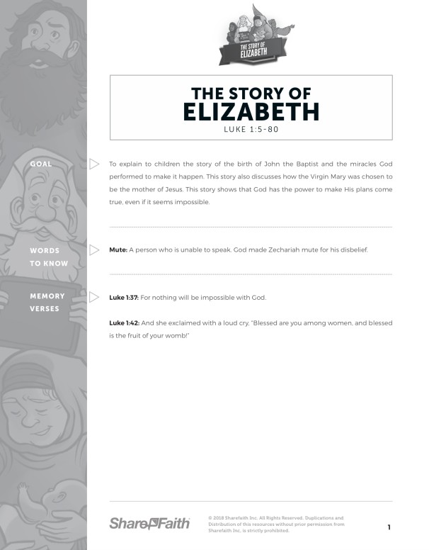 Luke 1 The Story of Elizabeth Sunday School Curriculum Thumbnail Showcase