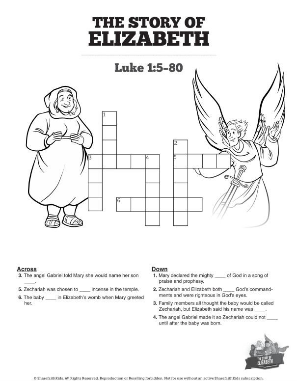 Luke 1 The Story of Elizabeth Sunday School Crossword Puzzles Thumbnail Showcase