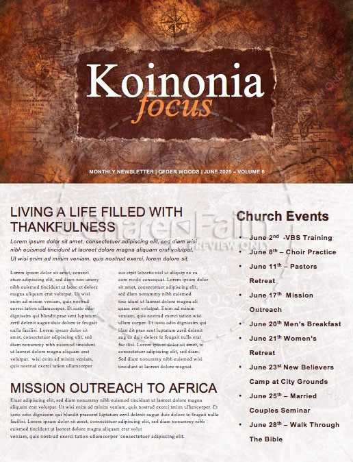 Acts Of The Apostles Church Newsletter Template Thumbnail Showcase
