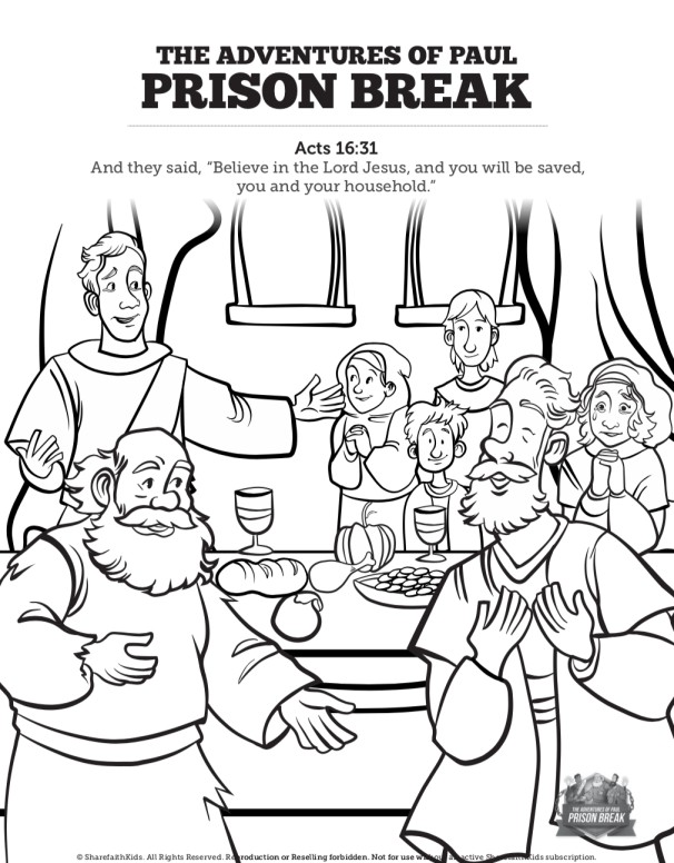 Acts 16 Prison Break Sunday School Coloring Pages Thumbnail Showcase
