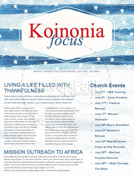 Fourth Of July Church Newsletter Template Thumbnail Showcase