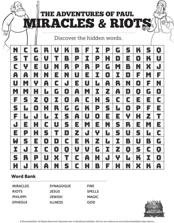 Acts 19 Miracles & Riots Bible Word Search Puzzles Thumbnail Showcase