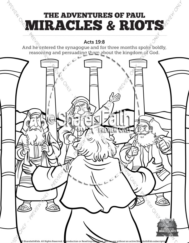  Acts 19 Miracles & Riots Sunday School Coloring Pages