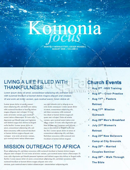 Baptism Sunday Church Newsletter Thumbnail Showcase