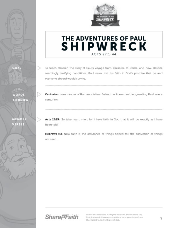 Acts 27 Shipwreck Curriculum Thumbnail Showcase