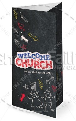 Back To School Chalkboard Art Church Trifold Bulletin Thumbnail Showcase
