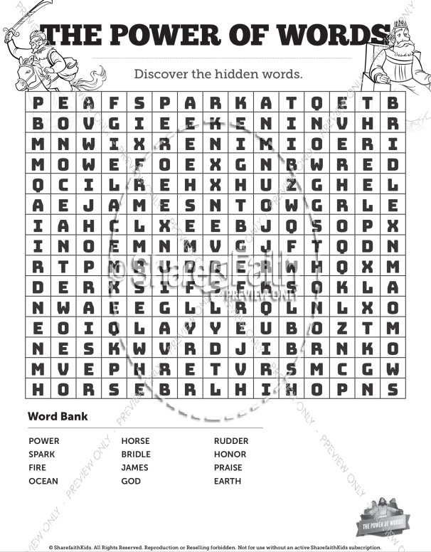 James 3 The Power of Words Bible Word Search Puzzles